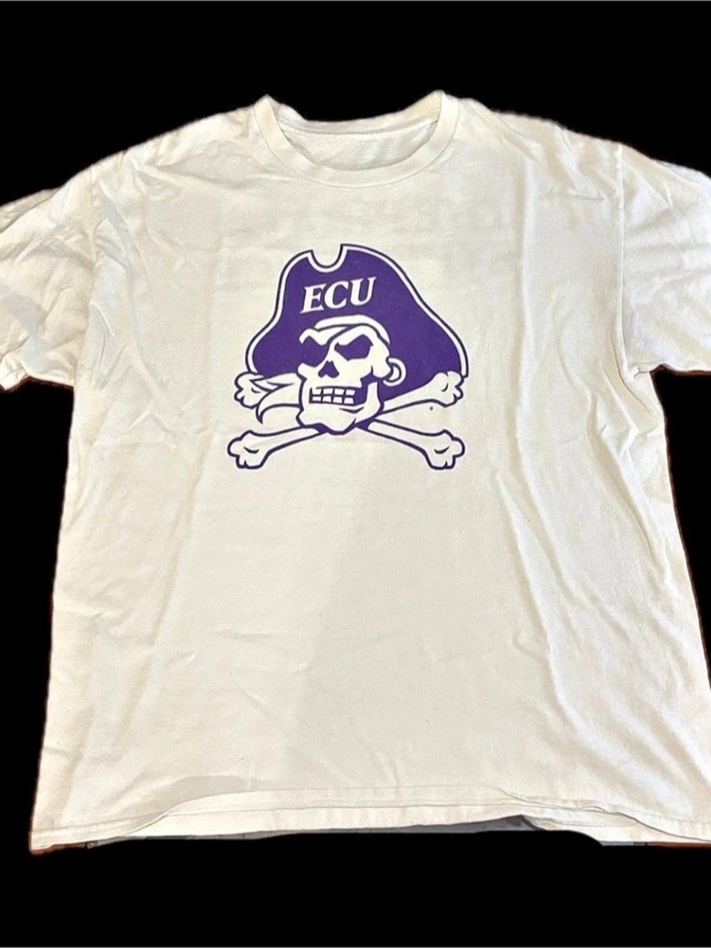 East Carolina University Pirates Graphic Tee in White & Purple Size: L